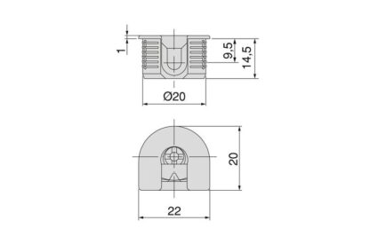 20 pezzi di collegamento eccentrico stabile ⌀20 mm con flangia e rivestimento esterno ad artiglio per piastra di spessore 19 mm (3/4"), in zama, 8070907. Robusto connettore eccentrico per il collegamento di mobili e molto altro, di EMUCA - immagine 2