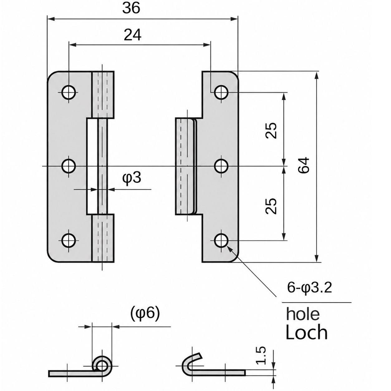 2 pezzi di cerniera spinta di alta qualità, realizzati in acciaio inox SUS304, capacità di carico: 8 kg (18 lbs), 64 mm (2-33/64"), B-1006-1. Cerniera robusta per portelli di nave, portelli di manutenzione e molto altro, di TAKIGEN (Giappone) - immagine 2