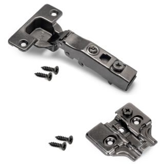 Cerniera a tazza, chiusura ammortizzata, montaggio a clip, regolabile in 3D, incl. piastra di montaggio, superficie: nichel nero, versione: montaggio a parete, cerniera 1040052 per mobili, armadi e molto altro, di EMUCA