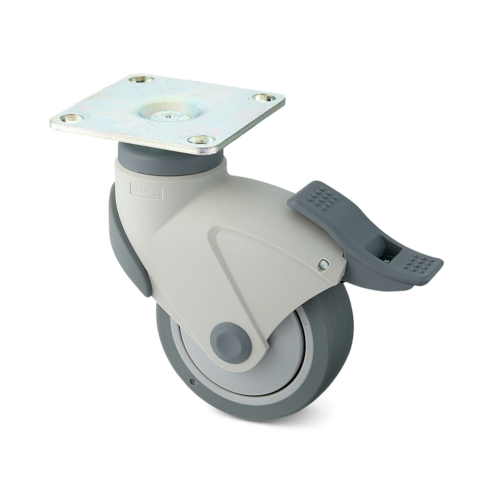 Castor con doppio sistema frenante, con targa EX-100PS, di Sugatsune / LAMP (Giappone) - immagine 2