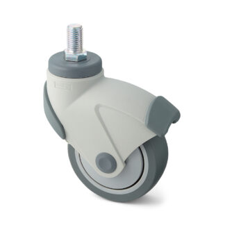 Castor con doppio sistema frenante, con bullone filettato EX-100N16, di Sugatsune / LAMP (Giappone)