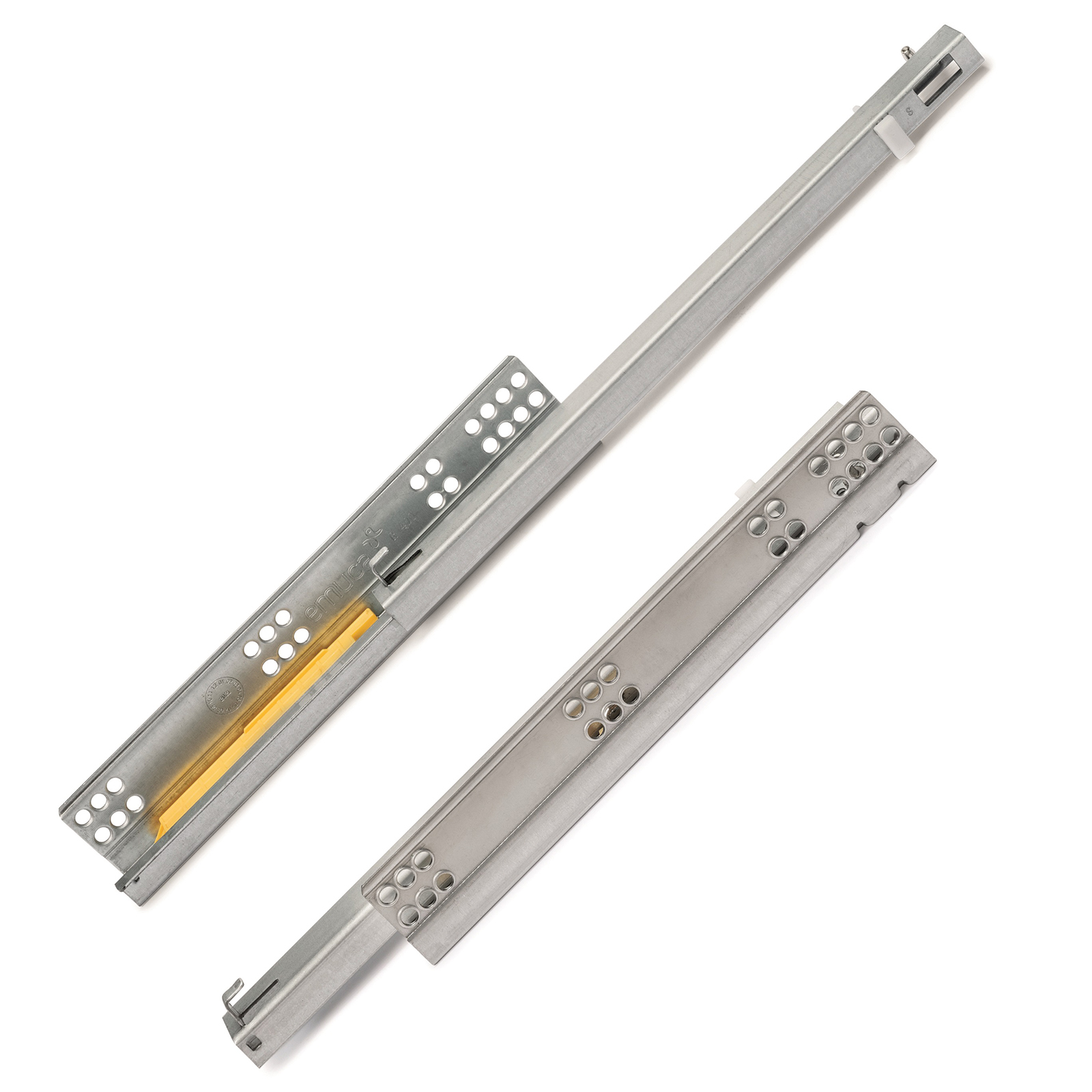 Guide sottopavimento, capacità di carico: 25 kg (56 lbs), 500 mm (19-11/16"), versione: estrazione parziale con apertura a pressione, 3123505. Cassetti sottopavimento di alta qualità per cassetti in legno, ripiani in legno e molto altro, di EMUCA