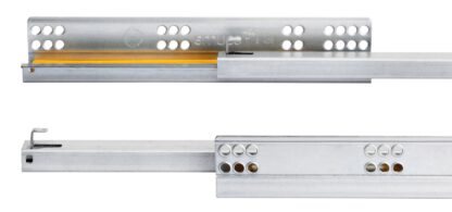 Guide sottopavimento, capacità di carico: 25 kg (56 lbs), 450 mm (17-23/32"), Design: estrazione parziale con chiusura ammortizzata, 3019405. Cassetti sottopavimento di alta qualità per cassetti in legno, cassetti in legno, ripiani in legno e molto altro, di EMUCA - immagine 4
