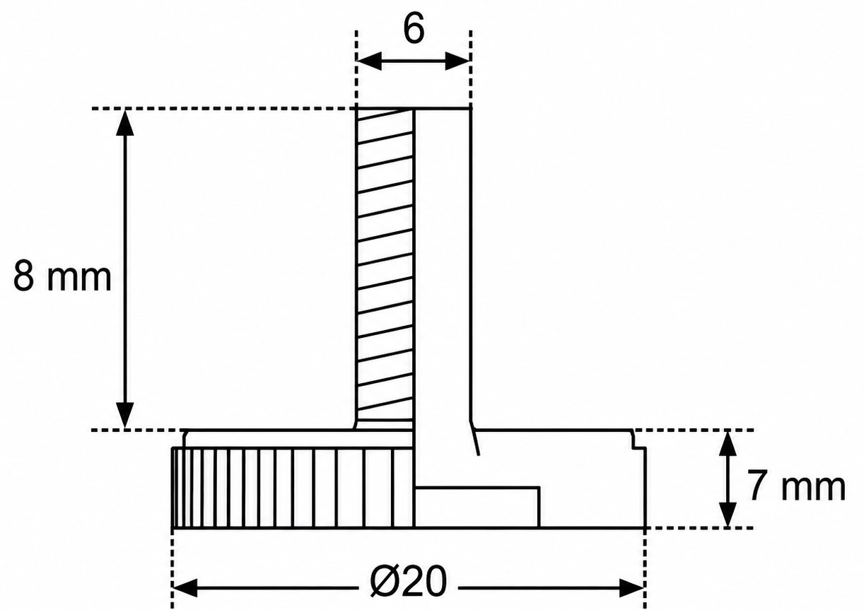 4 piedi robusti regolabili con fessura per cacciavite, in metallo e plastica, superficie: nera, 15 mm (19/32"), 10.17.047. Regolatore stabile di altezza per armadi, macchine e molto altro, di SISO Danimarca - immagine 2